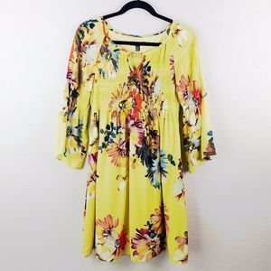 🌼 Spense Yellow Floral Print Long Sleeve Dress